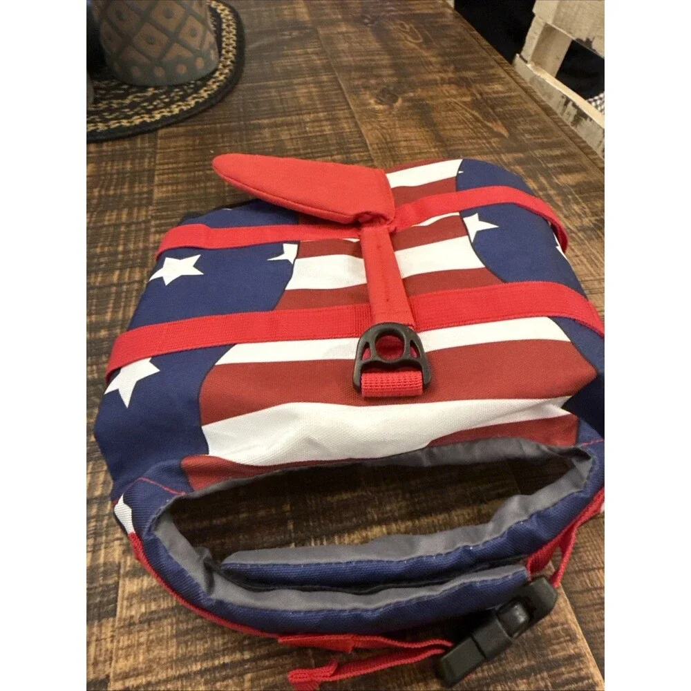 Medium Dog Life Jacket Patriotic Flotation Vest for Beagle Frenchie 20-28 lbs